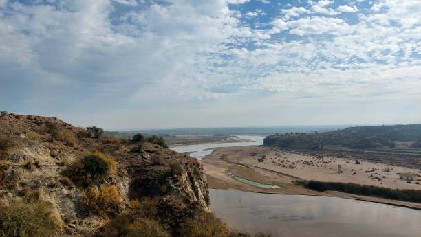 istock beautiful river and cloudy sky view in Village 1896039244