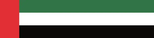 Vector illustration of United Arab Emirates flag. A long banner. Flag icon. Standard color. A rectangular flag. Computer illustration. Digital illustration. Vector illustration.