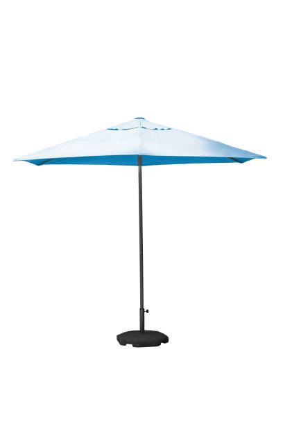 istock Cyan parasol umbrella with stand isolated on white background with clipping path 1896159989