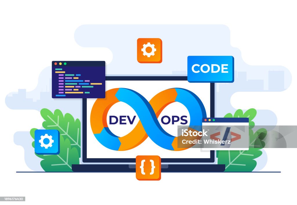 Devops Simbol Devops Concept Flat Illustration Vector Template Software Development ...