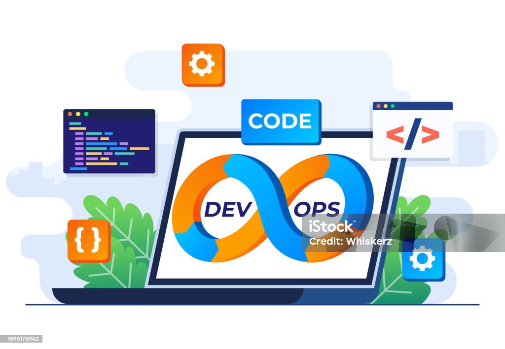 Devops Concept Flat Vector Illustration Software Development And It ...