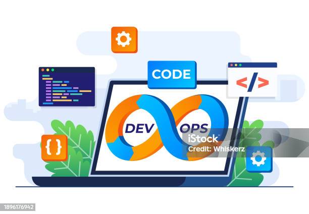 Devops Concept Flat Vector Illustration Software Development And It ...