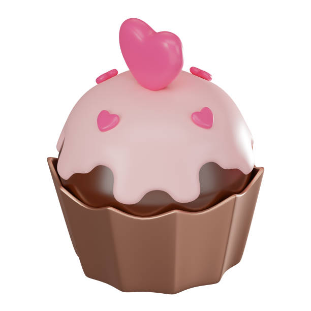 Cupcake delectable icon for Valentine's Day celebrations. Perfect for conveying love, sweetness, and joy of special occasions. 3D render illustration.