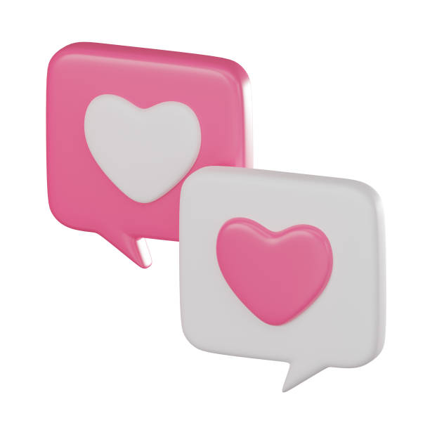 istock Love Chat Connections, 3D Icon for Valentine's Day Dialog and Social Romance. 3D render. 1896242058