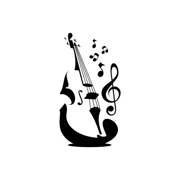 Violin Violin and tune music vector design musical notes icon stock illustrations