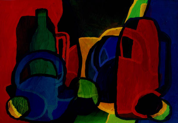 istock Wine bottles and fruits on a dark background, expressionism, abstract painting 1896585432