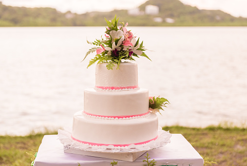 Wedding Cake in Asia. Nature Background. Ocean Water.