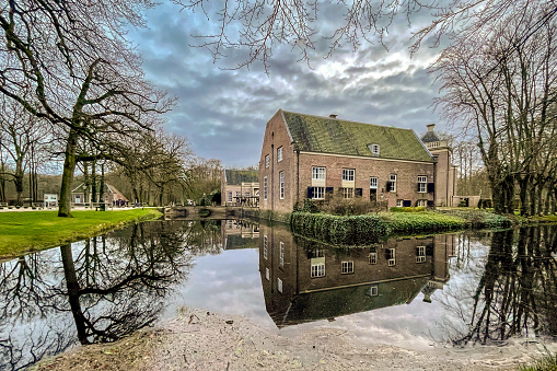 Amersfoort, Netherlands: December 30th, 2023: The estate is managed as in the past, but has been given a modern look; guests enjoy the surroundings, the exhibitions and concerts in and around the castle.