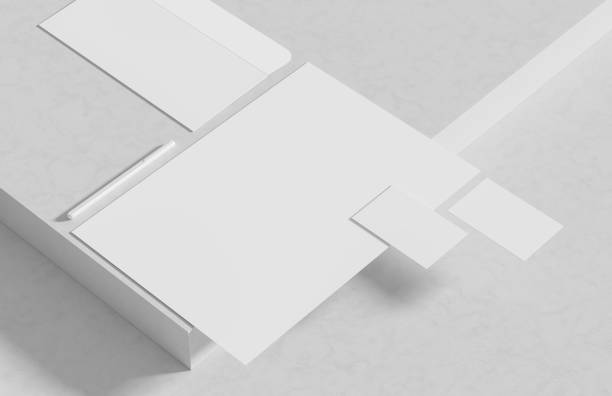 istock Corporate identity stationery mock up isolated on modern style white background. Mock up for branding identity. 3D illustration 1896720299