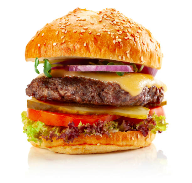 istock Fresh tasty burger isolated on white. 1896720849