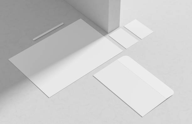 istock Corporate identity stationery mock up isolated on modern style white background. Mock up for branding identity. 3D illustration 1896721399