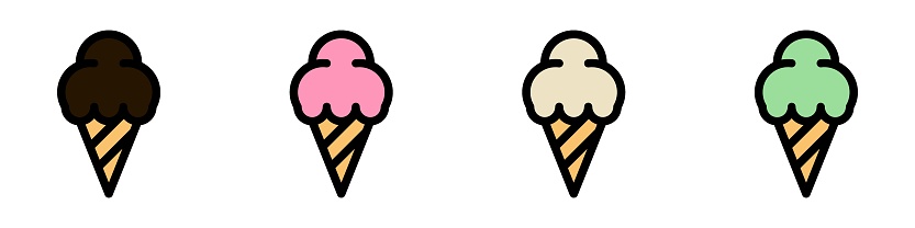 ice cream cone dessert icon set