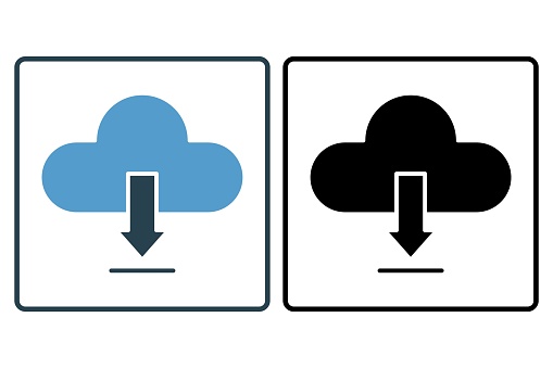 cloud download icon. icon related to download. suitable for web site, app, user interfaces, printable, ui etc. solid icon style. simple vector design editable
