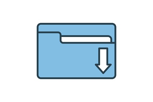 download folder icon. icon related to download. suitable for web site, app, user interfaces, printable, ui etc. flat line icon style. simple vector design editable