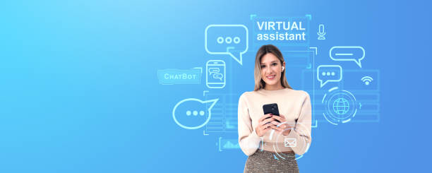 istock Woman with phone and AI virtual assistant 1896824332