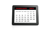 February 2024 calendar on Tablet PC