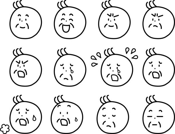 A set of various facial expressions of an old man who is happy, angry, sad, and happy. / illustration material (vector illustration) A set of various facial expressions of an old man who is happy, angry, sad, and happy. / illustration material (vector illustration) clip art of a old man crying stock illustrations