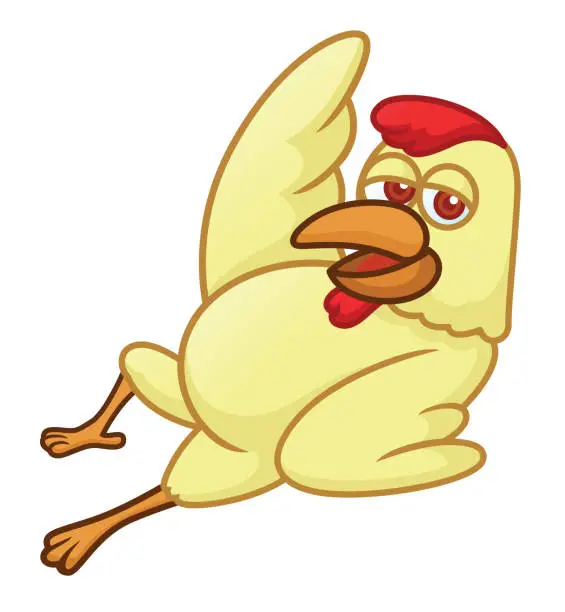 Vector illustration of Lazy rooster cartoon