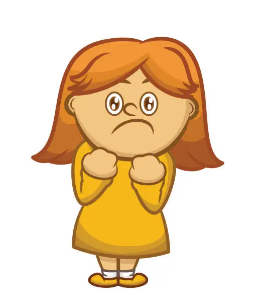 Vector illustration of Sad girl cartoon