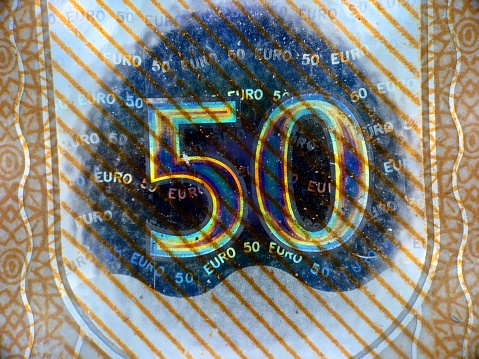 Close up of euro banknote