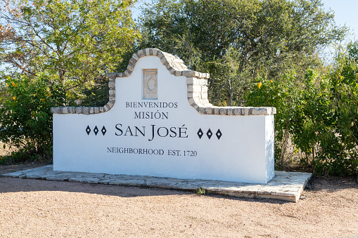 San Antonio, USA - October 31, 2023: view to mission San Jose at San Antonio mission trail, an Unesco world heritage site.