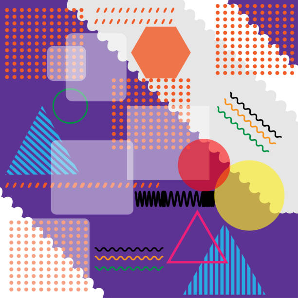 istock A set of multi-colored geometric shapes with a purple background. 1896899731