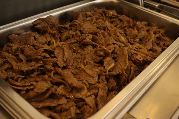 istock Asian food, beef teriyaki on a tray 1896904377