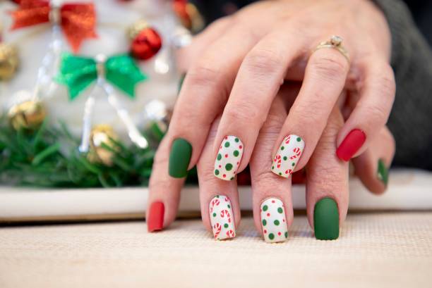 istock Christmas Tree Nail Art Design 1896979617