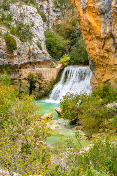 istock Landscape of the waterfall on the Vero River walkway path in Alquezar. Pyrenees 1896997192