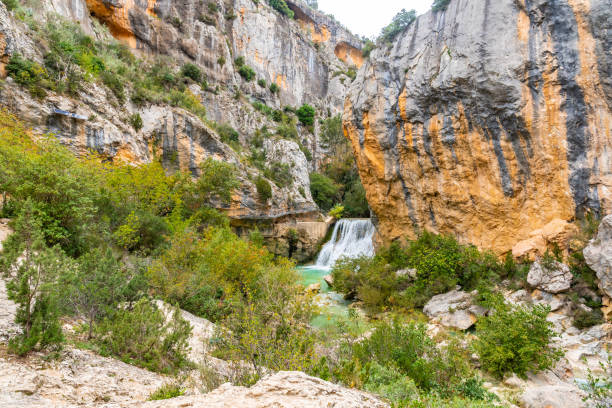 istock Landscape of the waterfall on the Vero River walkway path in Alquezar. Pyrenees 1896997193