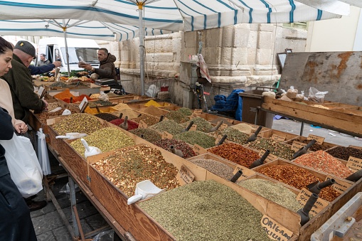 Spices displayed in bowls in a beautiful shop