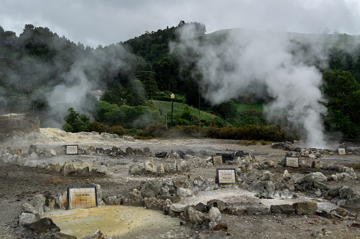 hot springs in Furnas in Sao Miguel in Azores