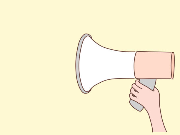 istock internet advertising. Hand holding a loudspeaker. Influencer marketing, social media or network promotion, hand drawn style vector design illustration. 1897042805