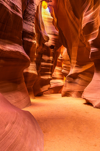 The Navajo Sandstone slot canyon Antelope Canyon in Arizona, USA.