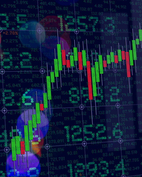 istock Fintech. Finance. Trading Graph. Financial Figures. Trading Screen Data. Colured Lights. Dark Background 1897081999