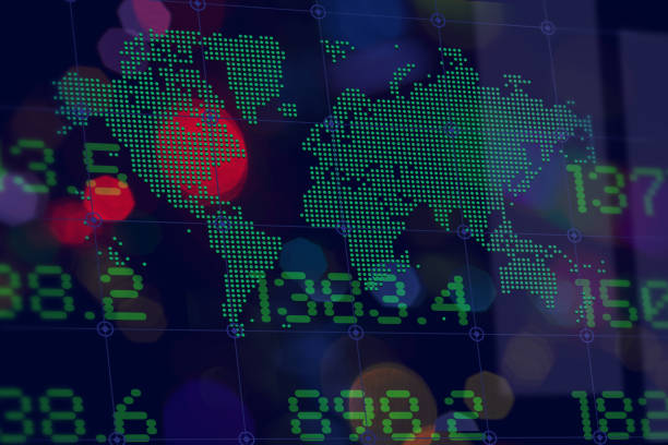 istock Fintech. Finance. World map. Financial figures. Trading Screen Data. Blurred Abstract LightS. Dark Background. 1897102067