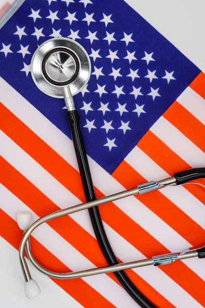istock Patriotic Healthcare: A High-Quality Image of a Stethoscope on the American Flag Representing the Intersection of National Pride and Medical Excellence 1897107832