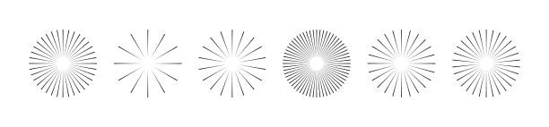 ilustraciones, imágenes clip art, dibujos animados e iconos de stock de conjunto redondo de rayas estelares. - en el centro