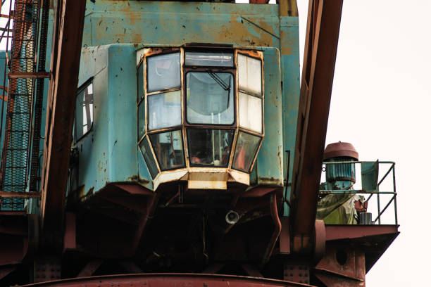 Details of a large wharf crane.