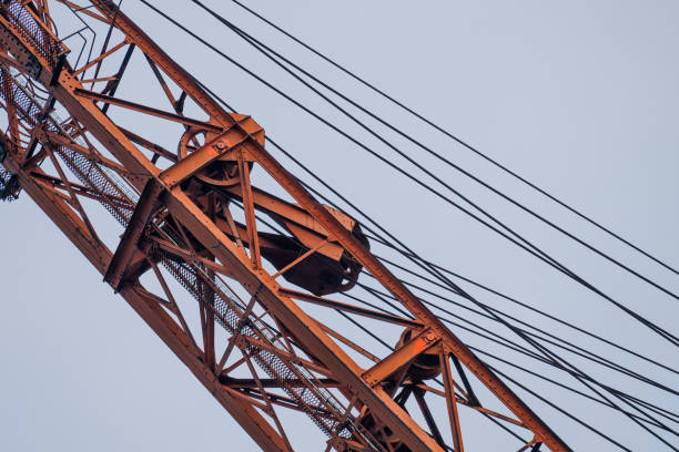 Details of a large wharf crane.