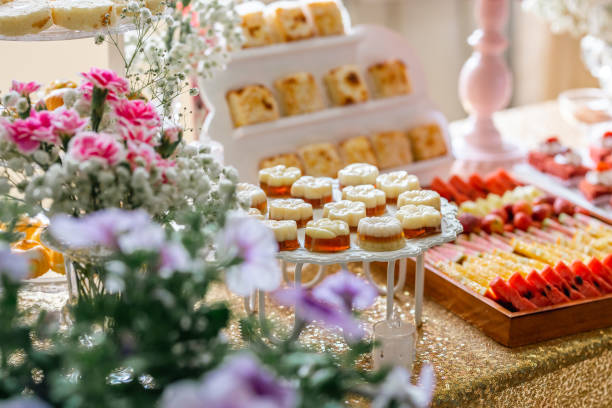 istock Desserts Buffet Cup Cake, Flower Nice Decoration Table 1897183859