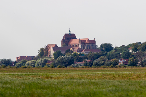View across the meadow to the Havelberg Cathedral