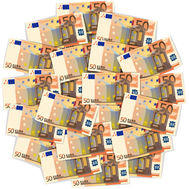 Fifty euro banknote, vector illustration Fifty euro banknote, vector illustration costus stock illustrations