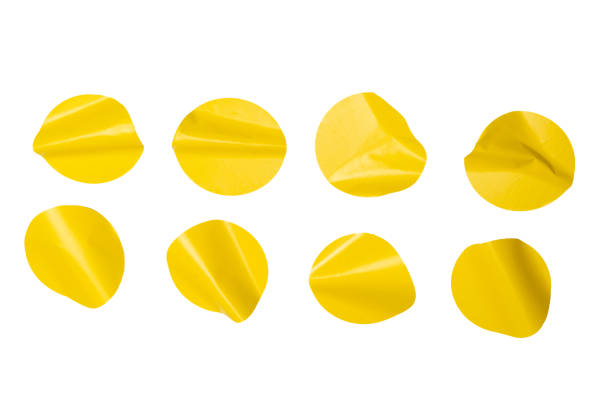 istock Round yellow stickers, blank tags labels isolated on a white background. 1897223655