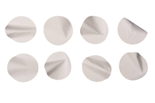 istock Round white stickers, blank tags labels isolated on a white background. 1897223683