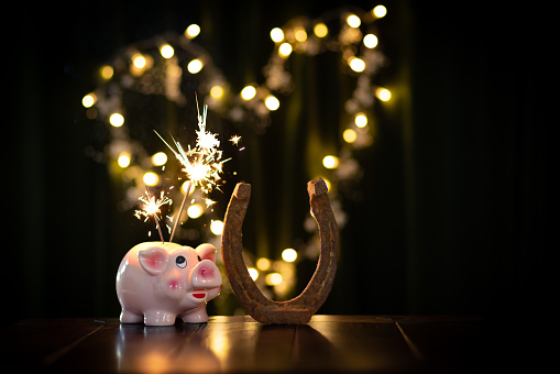 for New Year's Eve lucky symbols with sparkler