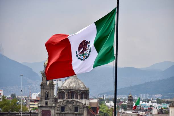 istock Single Mexican National Flag in Mexico City 1897276520