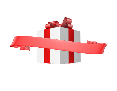 Gift Box with red blank ribbon