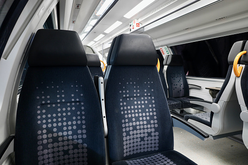 Mainz, Germany, December 31, 2023, Empty Train seats.