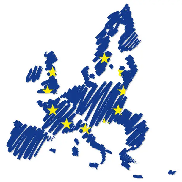 Vector illustration of Sketch map of Europe, vector illustration